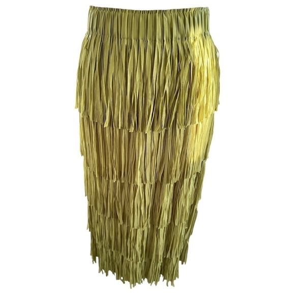 Swishy midi skirt, size L, poly/spandex, no brand tag, wide elastic waistband - Picture 3 of 5